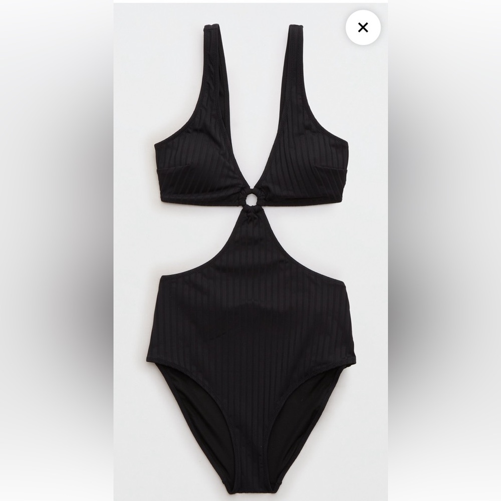 Aerie cut out ring one-piece black